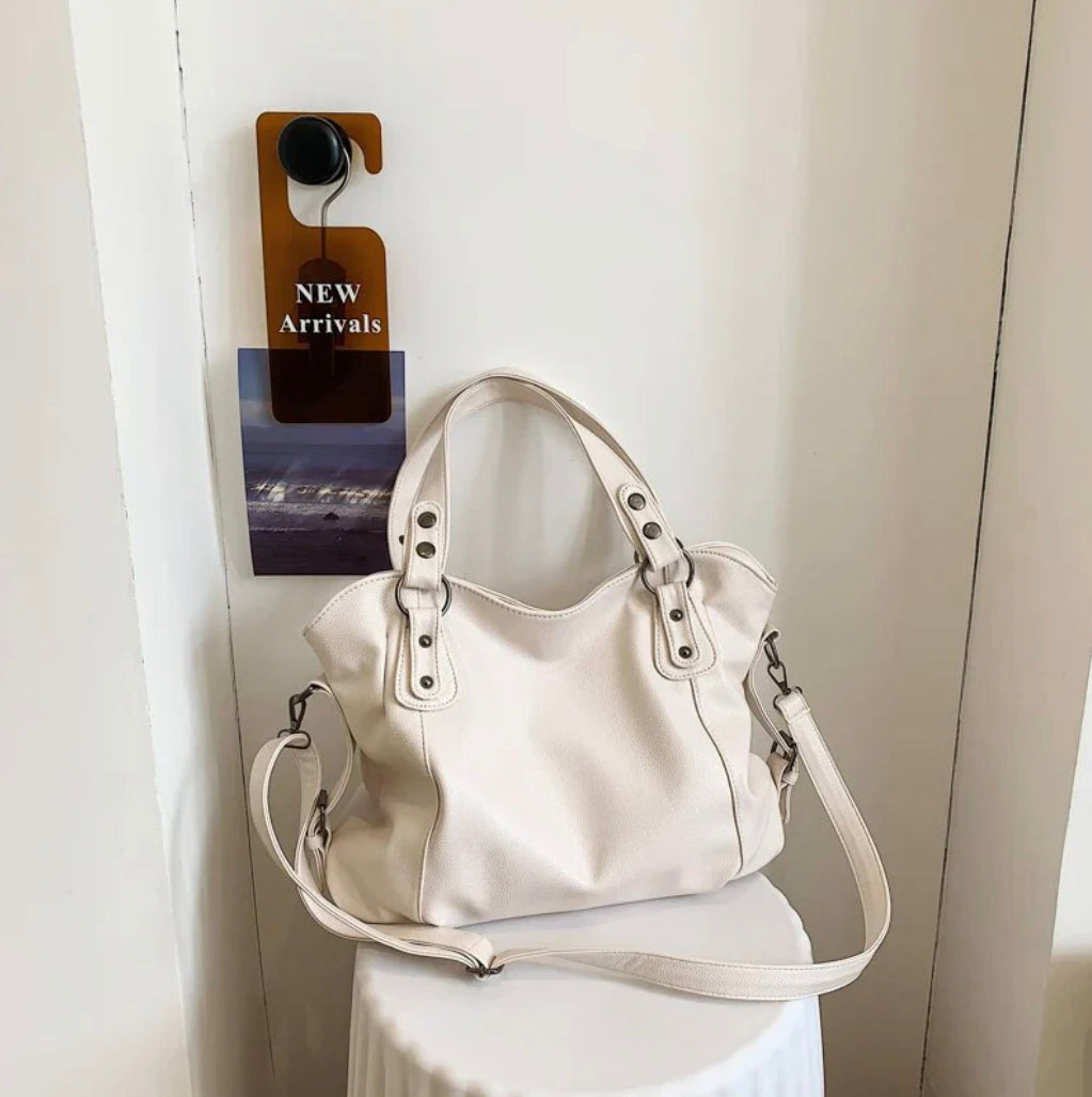 Elegant Vegan Leather Women's Handbag with Adjustable Shoulder Strap – 5 Colors Available, 40x28x11 cm