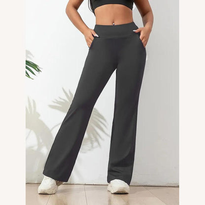 Pantalon de yoga pour femme à taille haute et taille élastique en tissu respirant – Confort optimal pour le sport et la détente