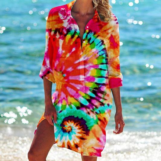 Women's Long Chic Summer Dress with V-Neckline – Elegance and Comfort for All Occasions