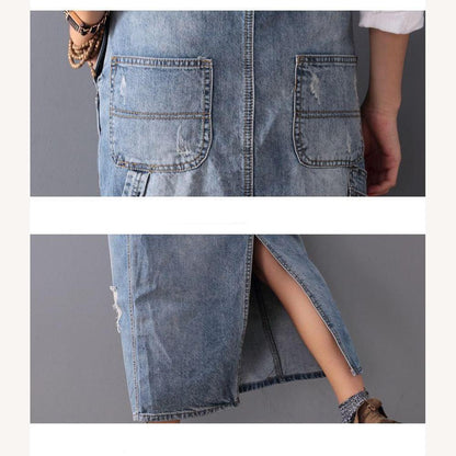 Robe longue en jean élégante pour femmes – Confort et style pour l'hiver, disponible en S, M, L, XL
