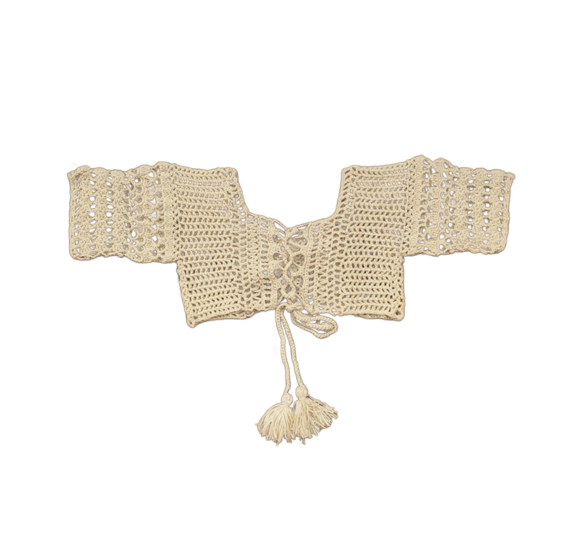 Haut bohème en crochet pour femmes, épaules dénudées avec détails à lacets – Tissu doux et respirant pour l'été