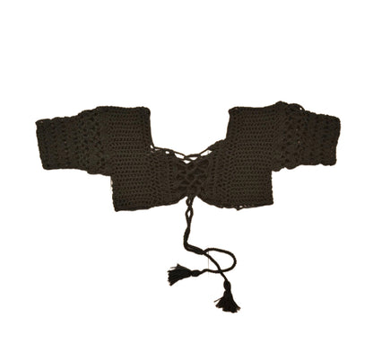 Haut bohème en crochet pour femmes, épaules dénudées avec détails à lacets – Tissu doux et respirant pour l'été