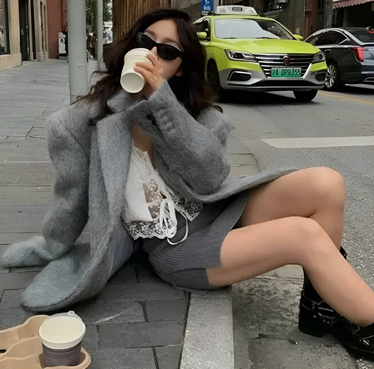 Veste blazer pour femme en polyester à fausse fourrure