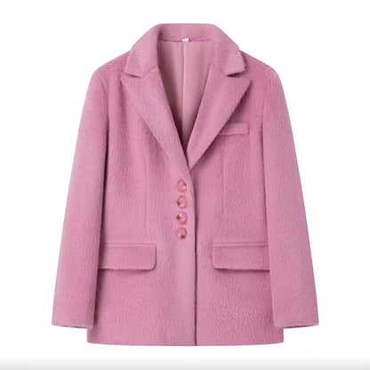 Veste blazer pour femme en polyester à fausse fourrure