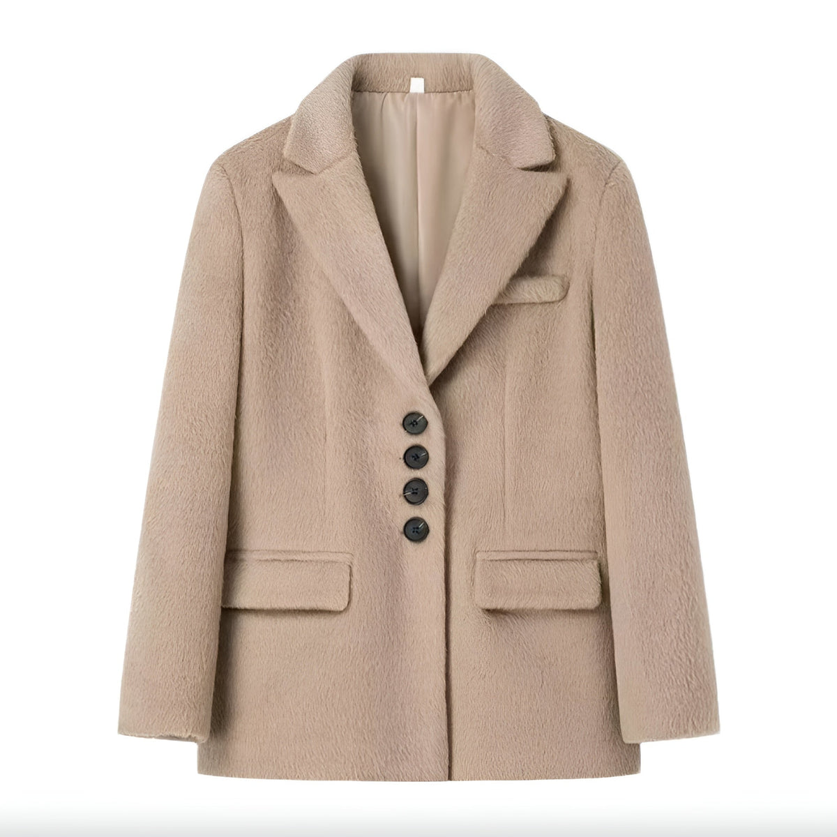 Veste blazer pour femme en polyester à fausse fourrure