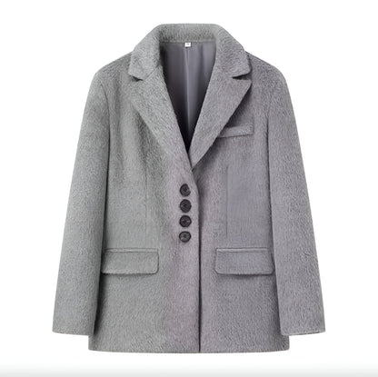 Veste blazer pour femme en polyester à fausse fourrure