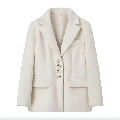 Veste blazer pour femme en polyester à fausse fourrure