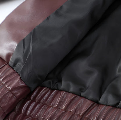 Veste aviateur élégante pour femme en cuir synthétique avec taille élastique – Style moderne et polyvalent