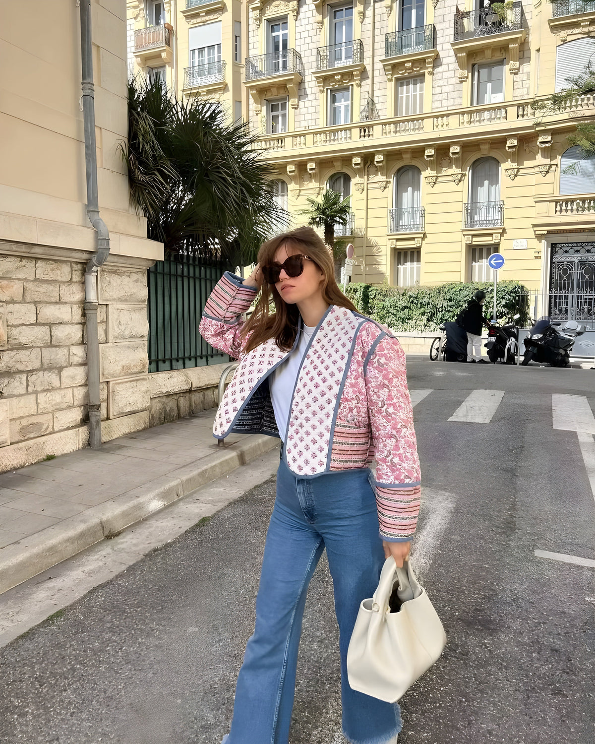Veste réversible pour femme bleue/rose taille M en polyester matelassé