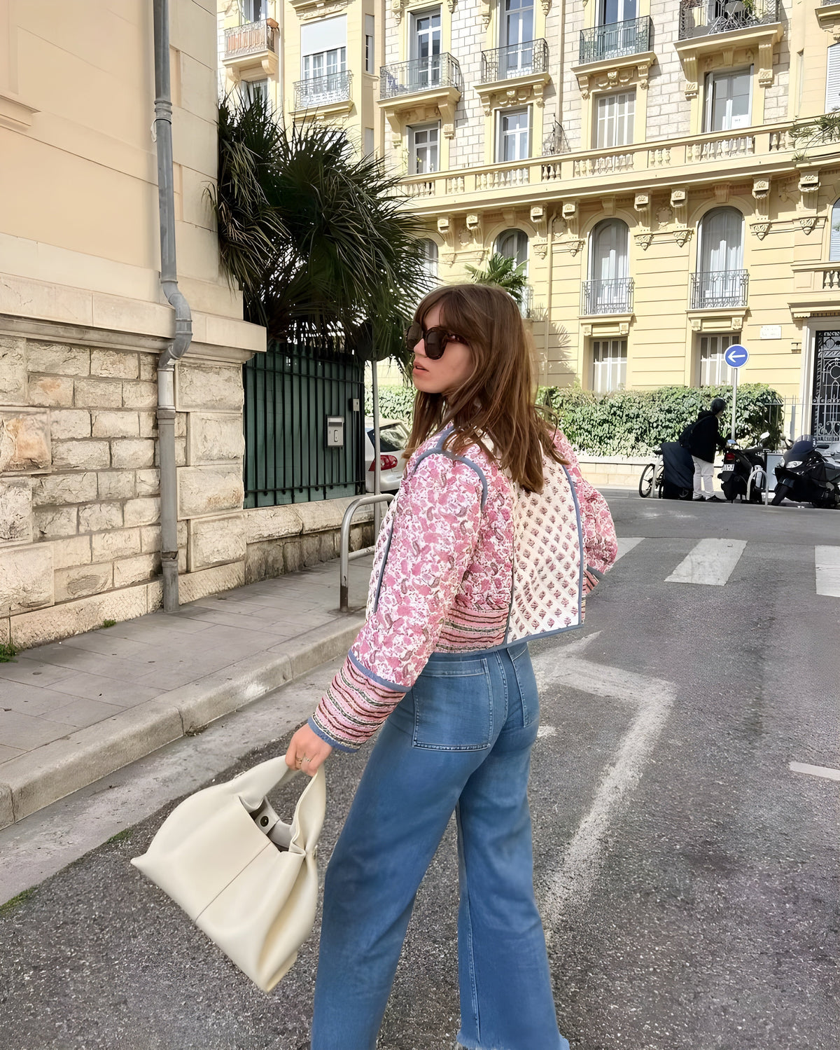 Veste réversible pour femme bleue/rose taille M en polyester matelassé