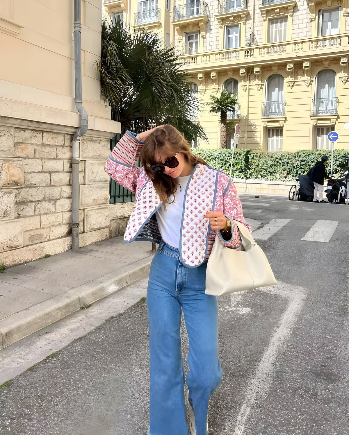Veste réversible pour femme bleue/rose taille M en polyester matelassé