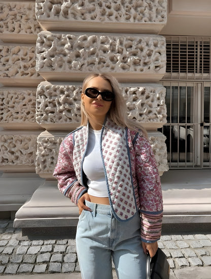 Veste réversible pour femme bleue/rose taille M en polyester matelassé