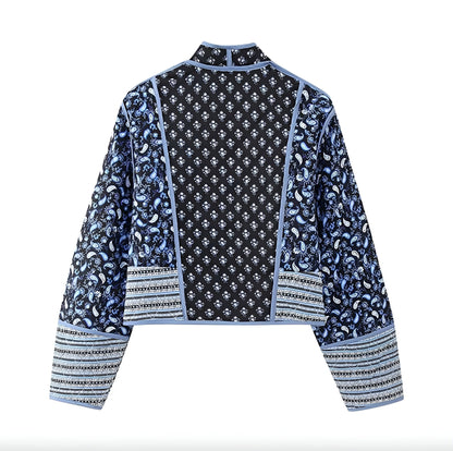 Veste réversible pour femme bleue/rose taille M en polyester matelassé
