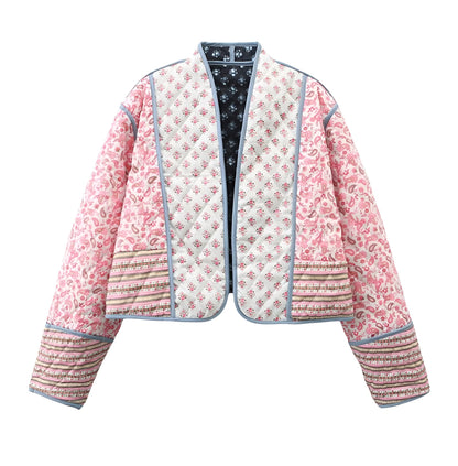 Veste réversible pour femme bleue/rose taille M en polyester matelassé