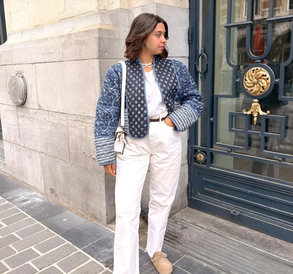 Veste réversible pour femme bleue/rose taille M en polyester matelassé