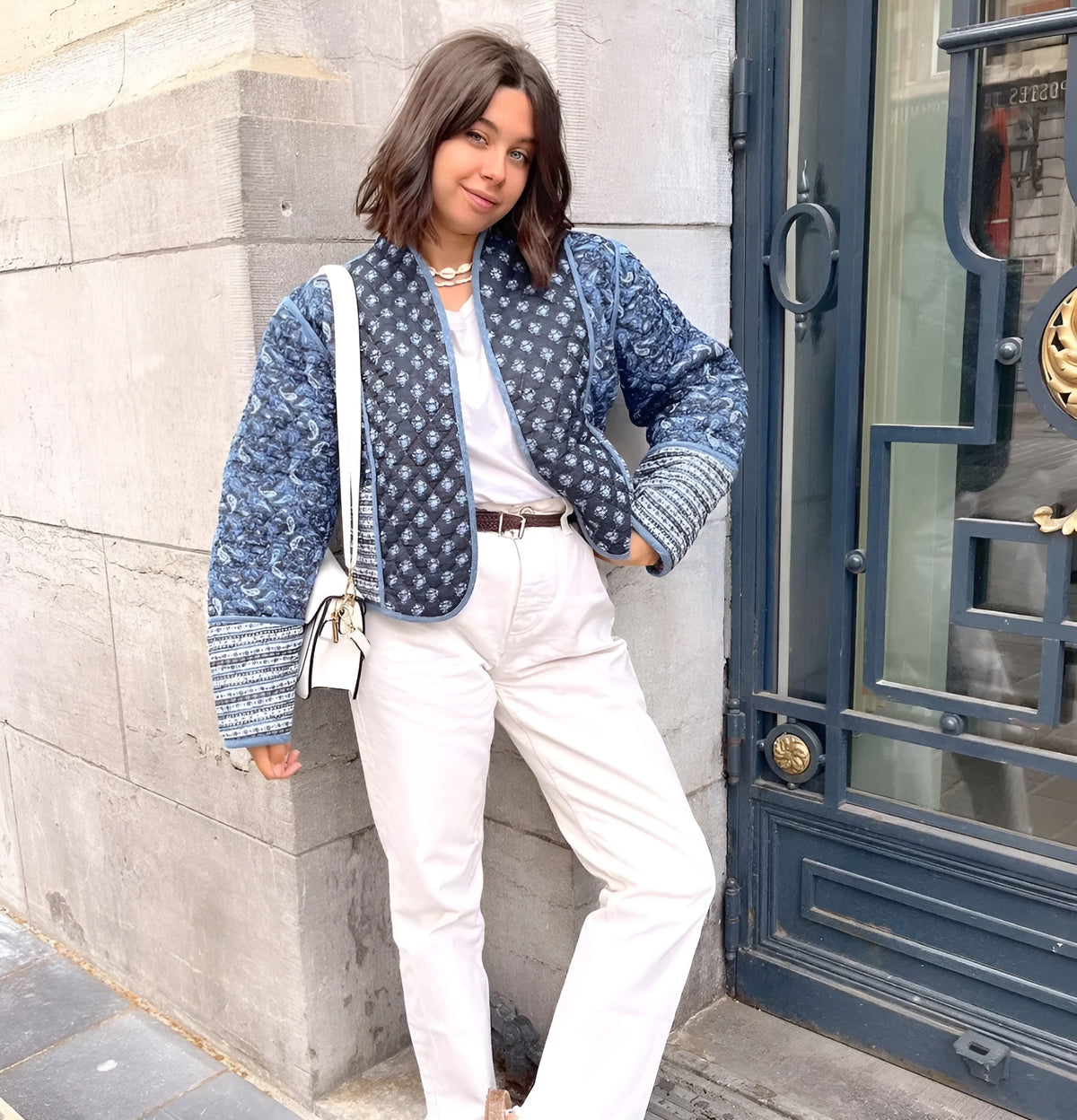 Veste réversible pour femme bleue/rose taille M en polyester matelassé