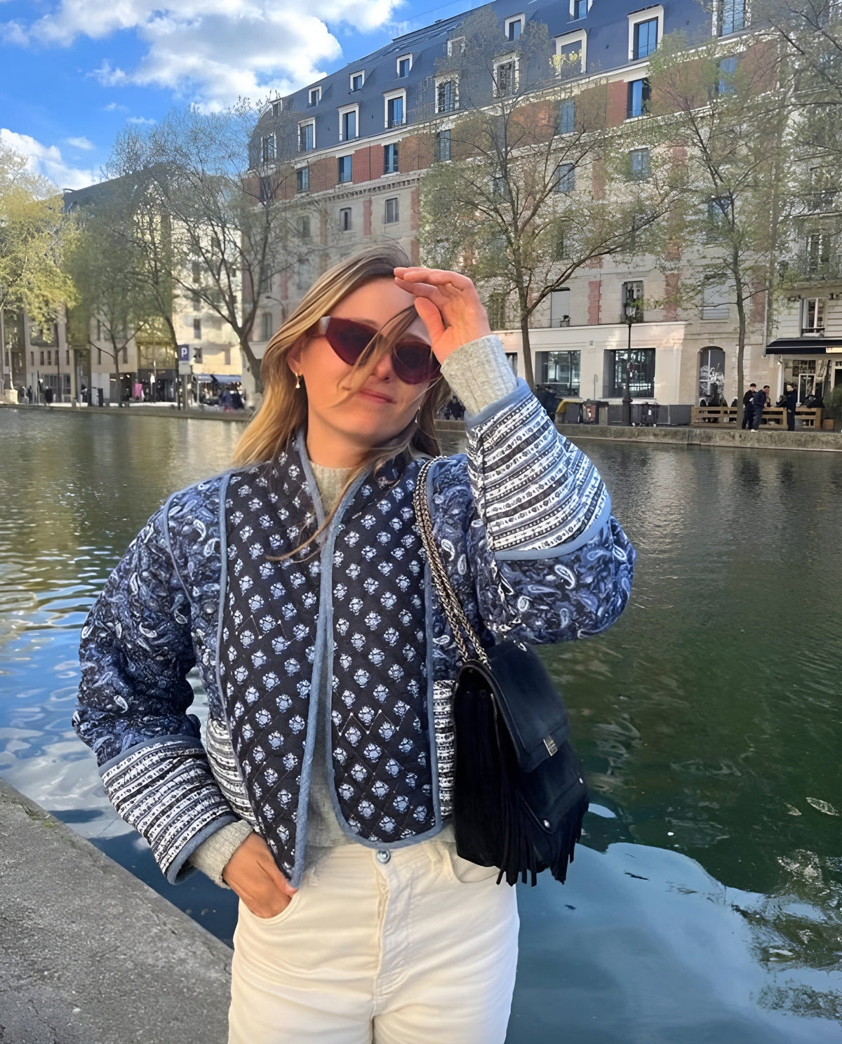 Veste réversible pour femme bleue/rose taille M en polyester matelassé