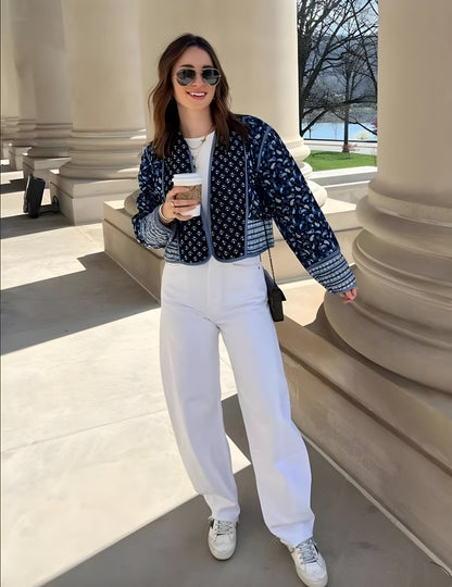 Veste réversible pour femme bleue/rose taille M en polyester matelassé