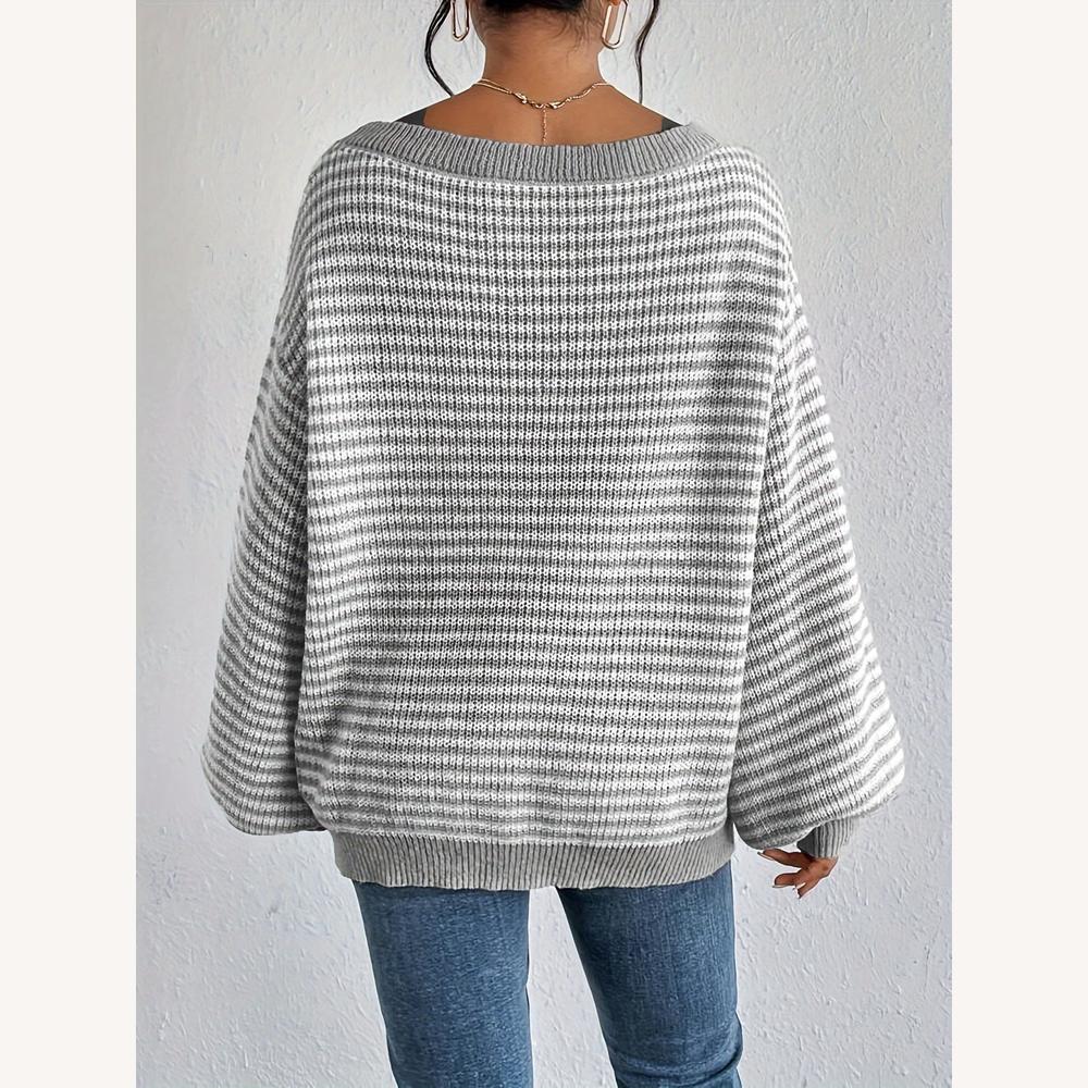Pull ample pour femme en maille douce avec motif à carreaux – Confort et élégance pour l'hiver