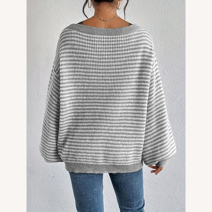 Pull ample pour femme en maille douce avec motif à carreaux – Confort et élégance pour l'hiver