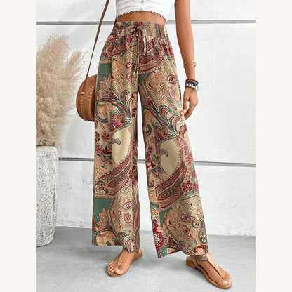 Pantalon taille haute pour femme avec motif artistique – Élégance et confort – Plusieurs couleurs disponibles
