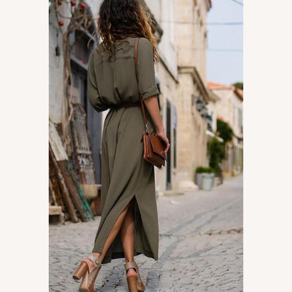 Robe longue pour femme à manches longues – Élégante et confortable pour l'automne, disponible du S au XL