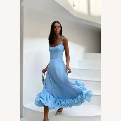 Variant image for Robe Midi Femme Élégante à Volants, Décolleté Bustier Chic pour Occasions Spéciales - Confort et Style-17