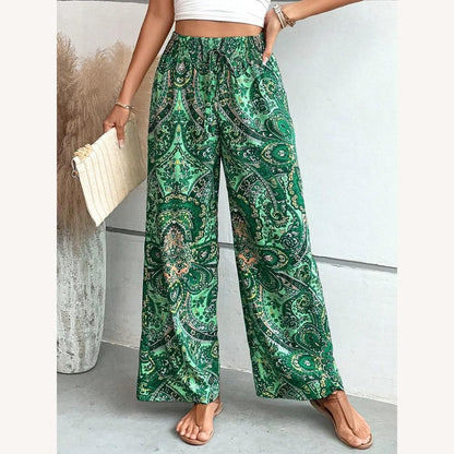 Pantalon taille haute pour femme avec motif artistique – Élégance et confort – Plusieurs couleurs disponibles