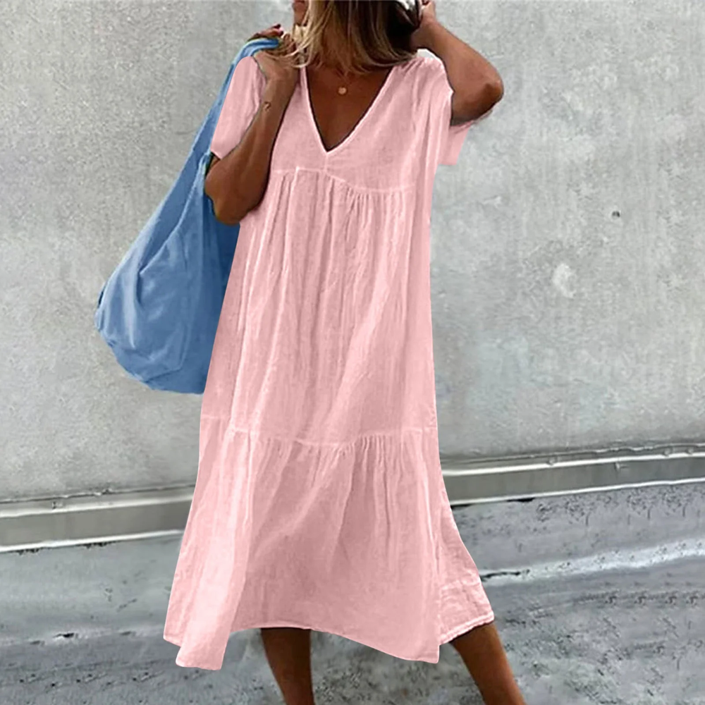 Variant image for Robe Décontractée Femme Longue avec Col en V et Poche – Élégance Quotidienne pour Toutes Occasions-19