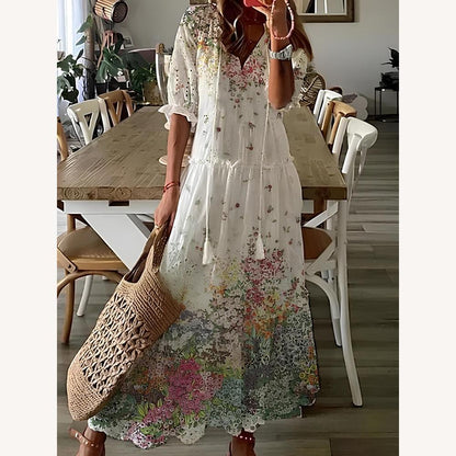 Robe longue pour femme à manches longues et volants – Élégante et confortable, idéale pour les soirées et les occasions spéciales