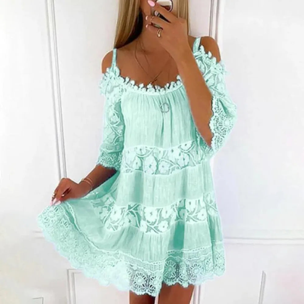 Robe longue d'été pour femme avec encolure ronde et motifs floraux - Élégante et confortable pour les journées chaudes