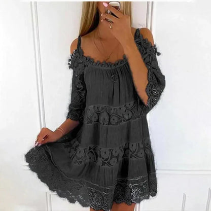 Robe longue d'été pour femme avec encolure ronde et motifs floraux - Élégante et confortable pour les journées chaudes
