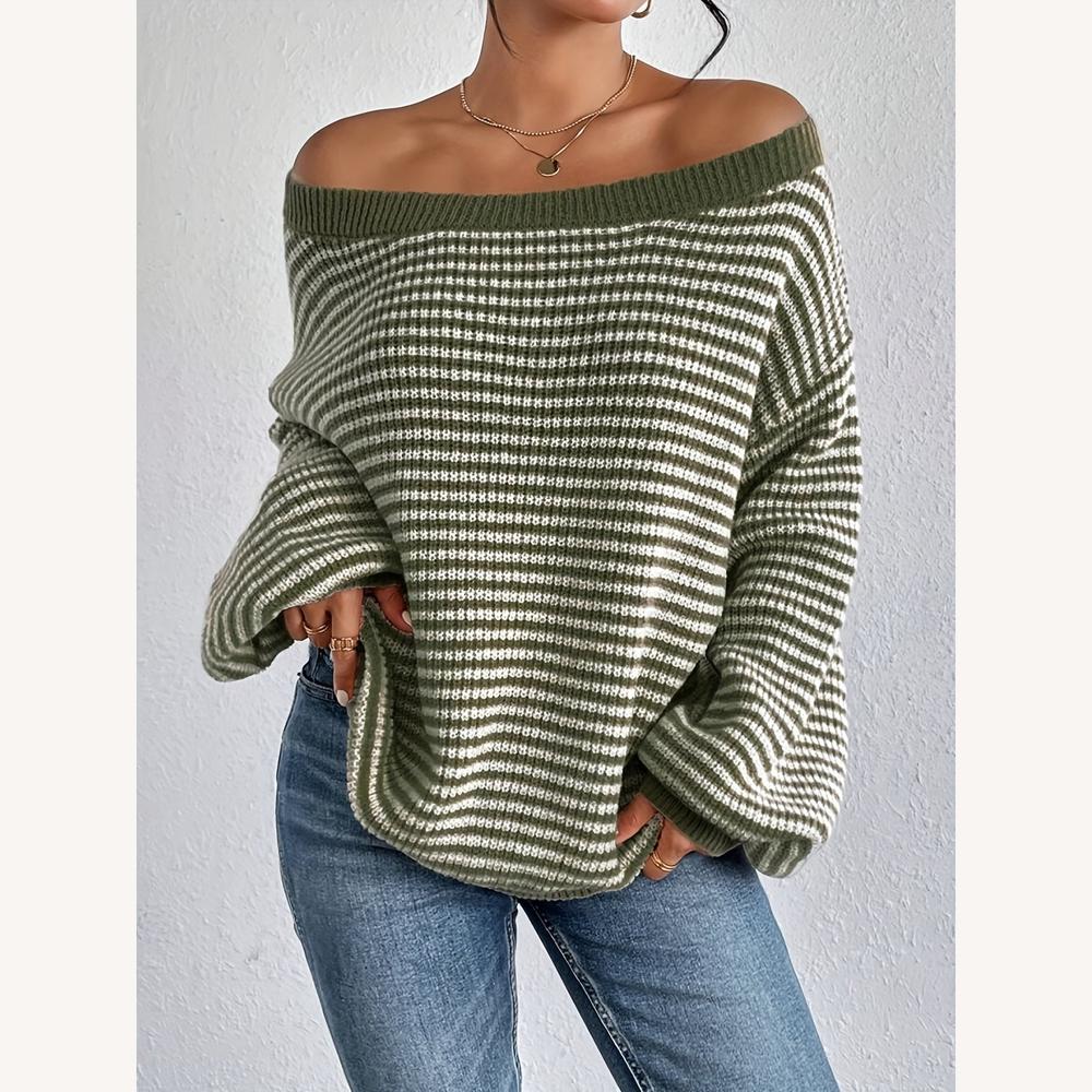 Pull ample pour femme en maille douce avec motif à carreaux – Confort et élégance pour l'hiver