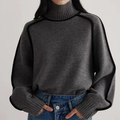 Pull de Noël pour femme à col roulé surdimensionné en maille douce – Confort et élégance pour l'hiver