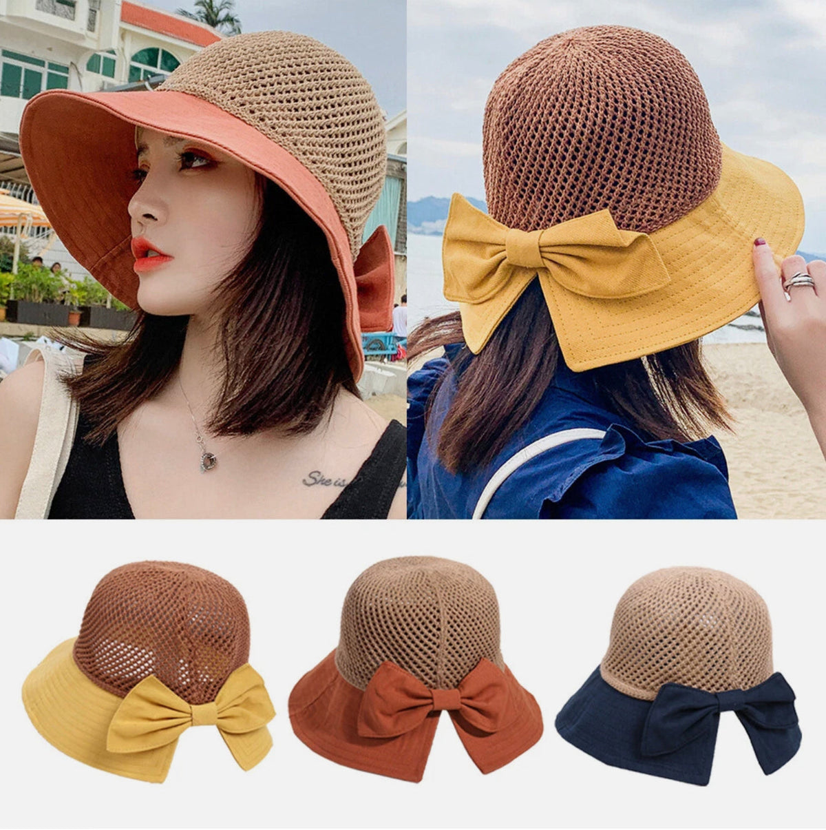 Women's Lightweight Straw Hat with Sun Protection – Elegant Summer Boater Hat