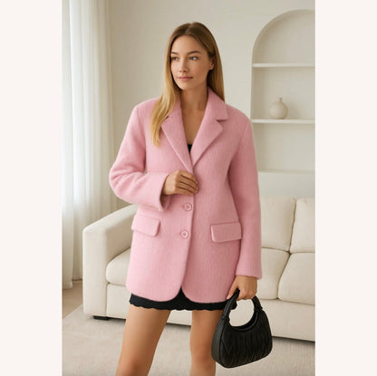 Veste blazer pour femme en polyester à fausse fourrure