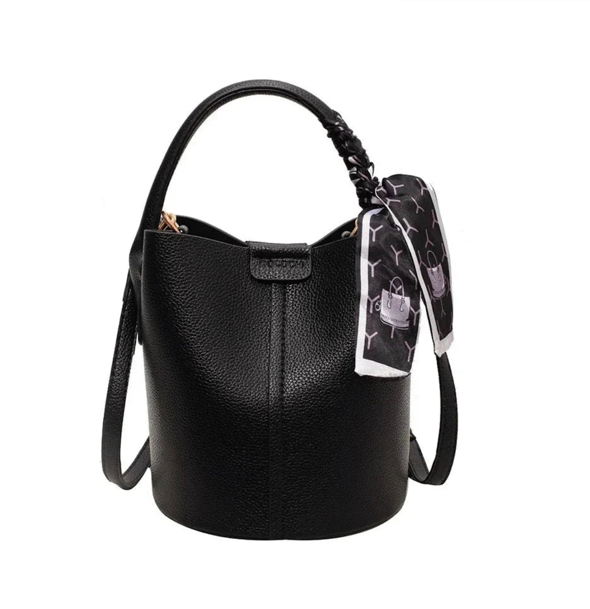 Sac seau en cuir noir pour femme avec bandoulière réglable – Élégant et pratique pour toutes les occasions