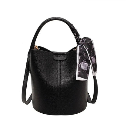 Sac seau en cuir noir pour femme avec bandoulière réglable – Élégant et pratique pour toutes les occasions