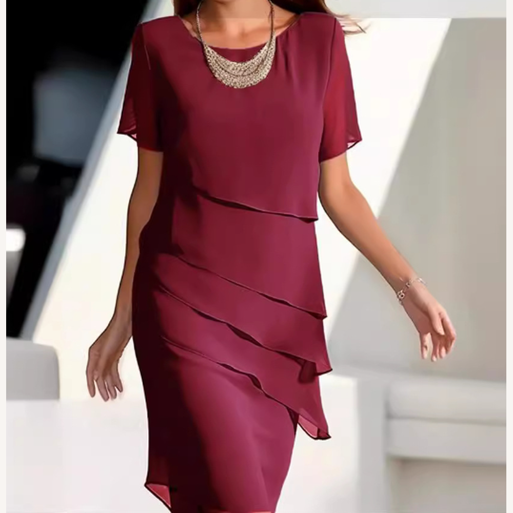 Robe longue élégante à couches pour femmes pour le soir - Confort et raffinement, idéale pour les événements officiels