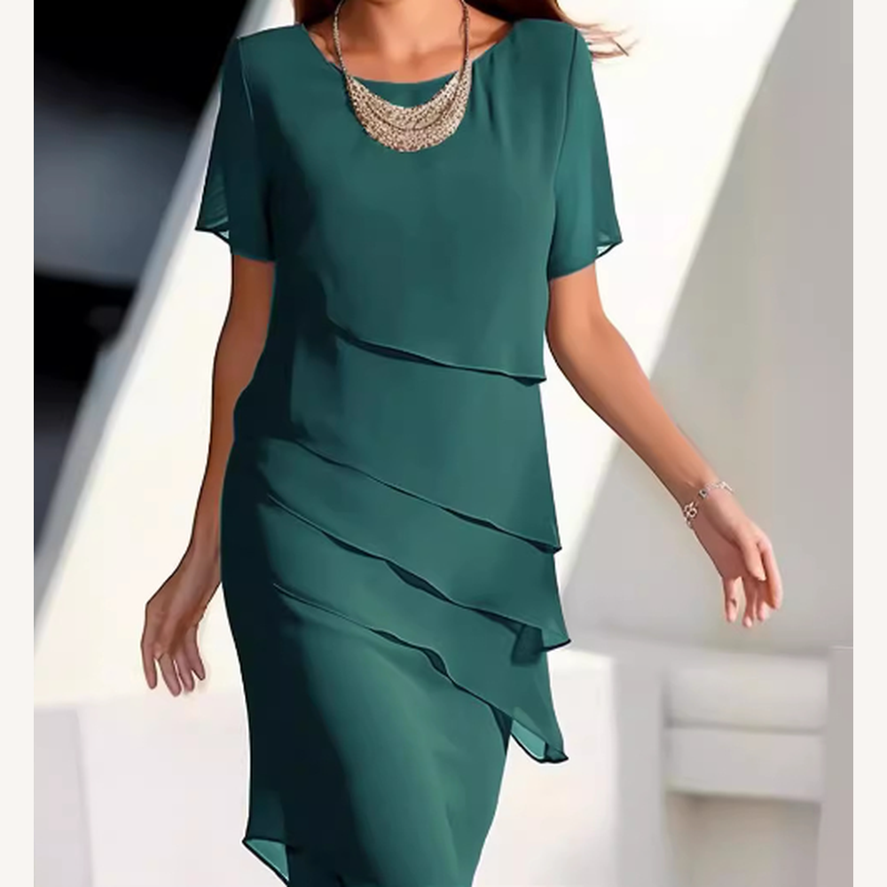 Robe longue élégante à couches pour femmes pour le soir - Confort et raffinement, idéale pour les événements officiels