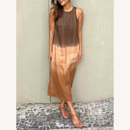 Robe longue et élégante d'été pour femme, sans manches, en coton léger – Élégante et confortable pour l'été