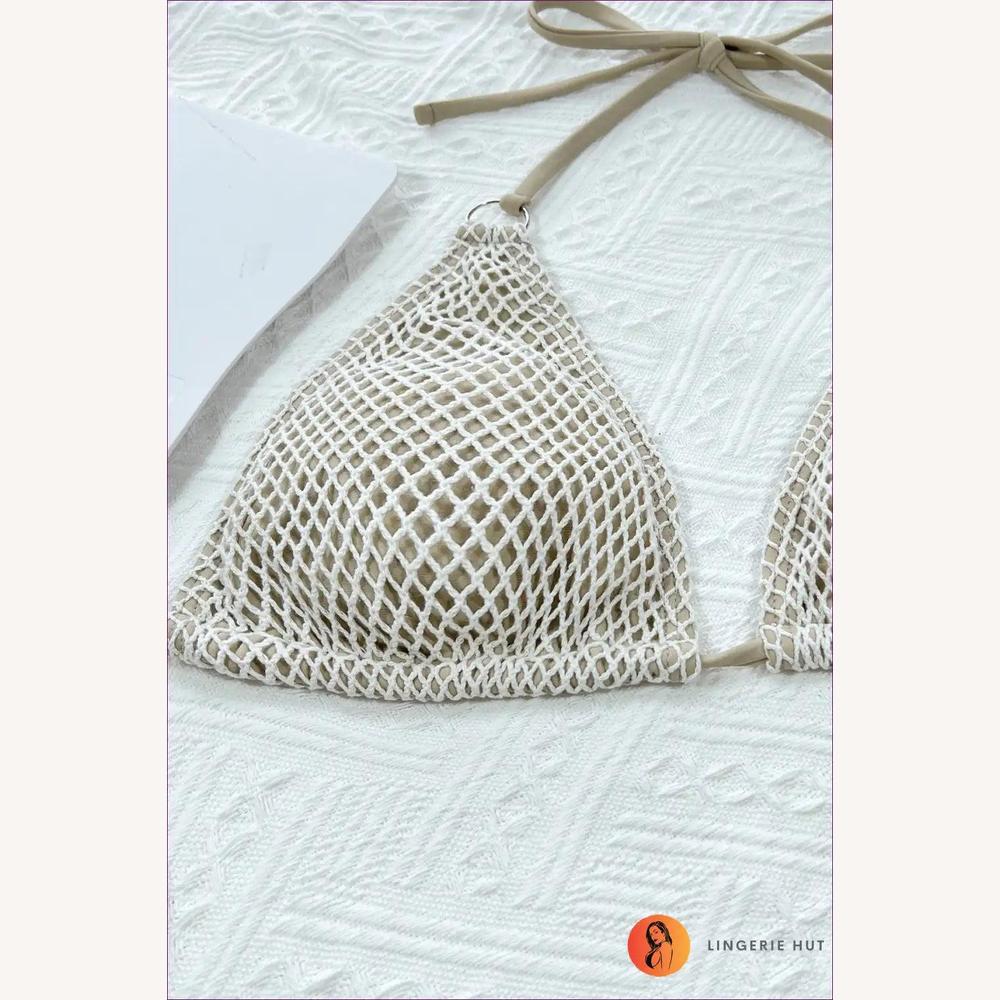 Bikini en crochet pour femme avec anneaux décoratifs et liens ajustables – Maillot de bain deux pièces élégant