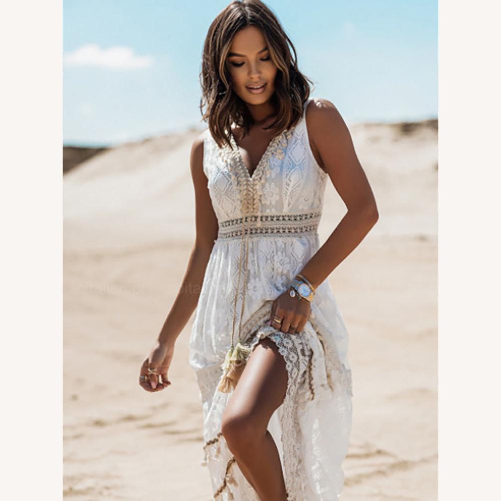 Elegant Women's Bohemian Long Dress Summer – Breathable Fabric, Flattering Cut, Ideal for Outings and Summer Events