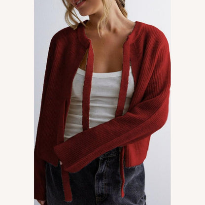 Cardigan côtelé pour femme – Style ouvert, confort optimal, disponible en S, M, L