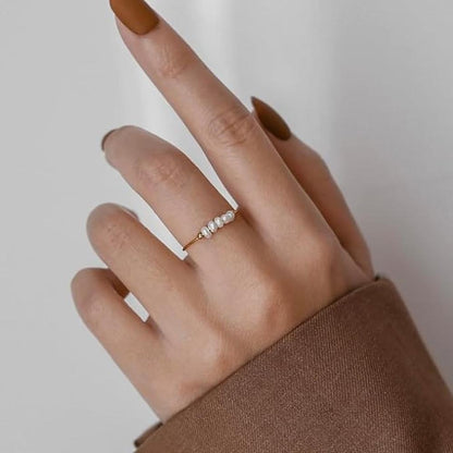 Bague pour femme en or 18 carats avec perles d'eau douce Taille unique