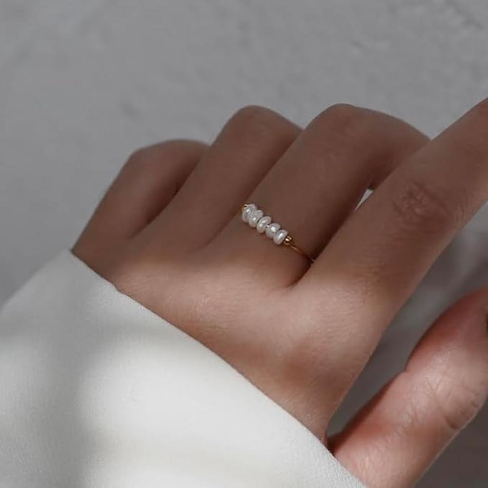 Bague pour femme en or 18 carats avec perles d'eau douce Taille unique