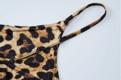Long Dress Women Leopard Print - Elegant Summer Maxi Dress Sleeveless V-Neck, Slim Fit, Polyester