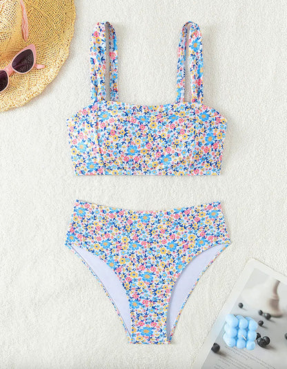 Maillot de bain taille haute pour femme Bohème Fleur avec motif floral – Maillot élégant et confortable pour l'été