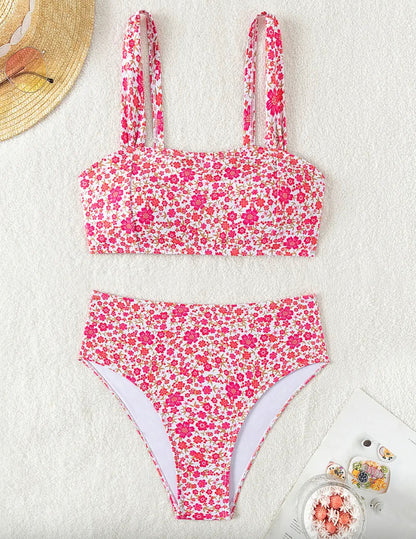 Maillot de bain taille haute pour femme Bohème Fleur avec motif floral – Maillot élégant et confortable pour l'été