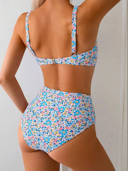 Maillot de bain taille haute pour femme Bohème Fleur avec motif floral – Maillot élégant et confortable pour l'été